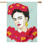 Frida Kahlo And Floral Print House Flag