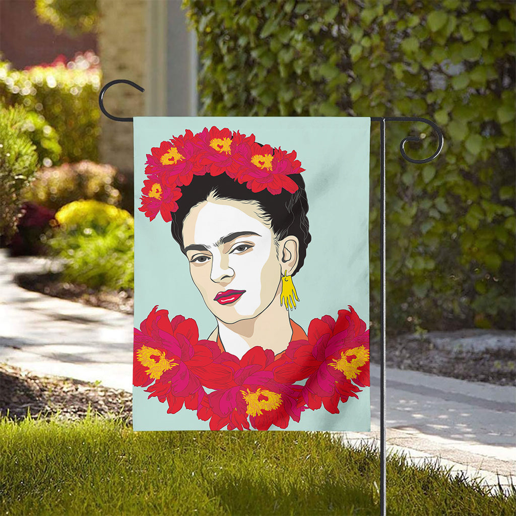 Frida Kahlo And Floral Print House Flag