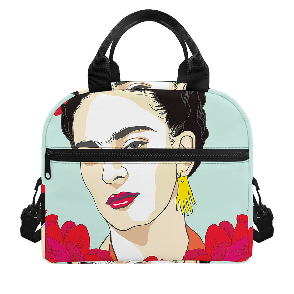 Frida Kahlo And Floral Print Insulated Lunch Bag