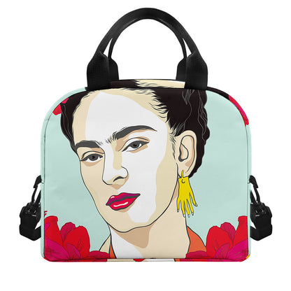 Frida Kahlo And Floral Print Insulated Lunch Bag