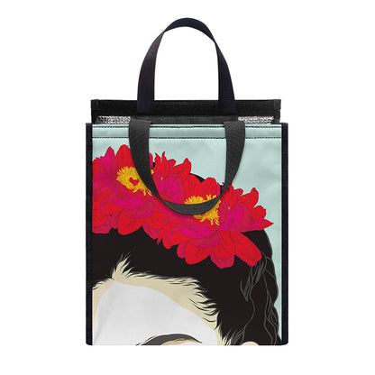 Frida Kahlo And Floral Print Insulated Lunch Tote