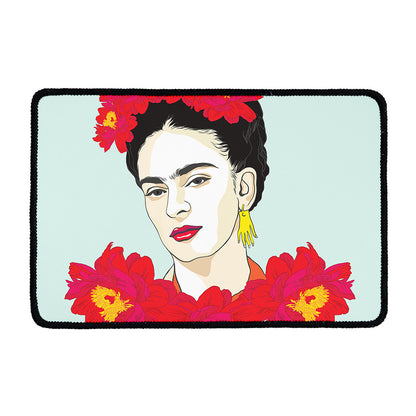 Frida Kahlo And Floral Print Kitchen Mat