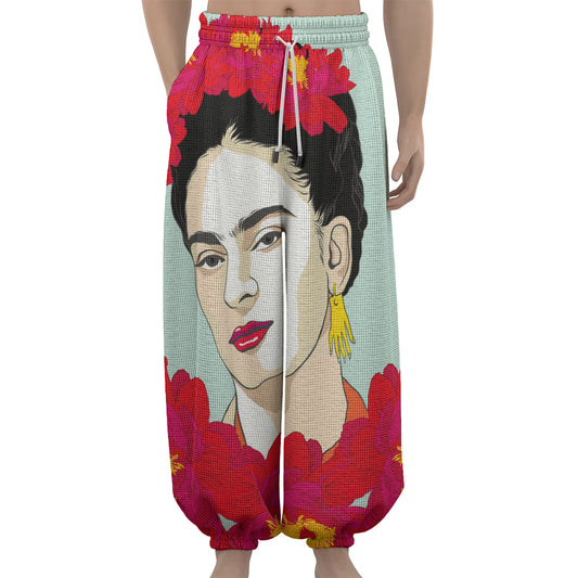 Frida Kahlo And Floral Print Lantern Pants
