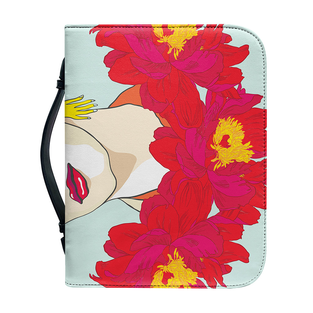 Frida Kahlo And Floral Print Leather Bible Cover