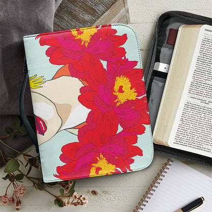 Frida Kahlo And Floral Print Leather Bible Cover