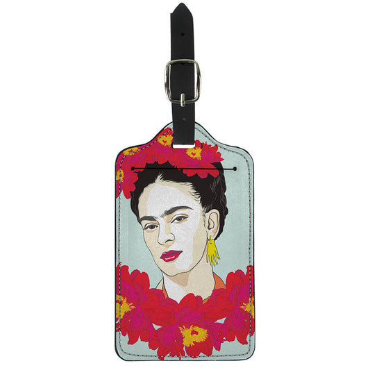 Frida Kahlo And Floral Print Luggage Tag
