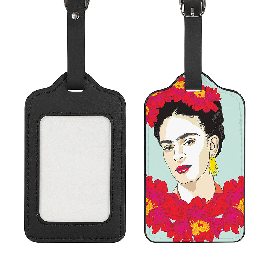 Frida Kahlo And Floral Print Luggage Tag