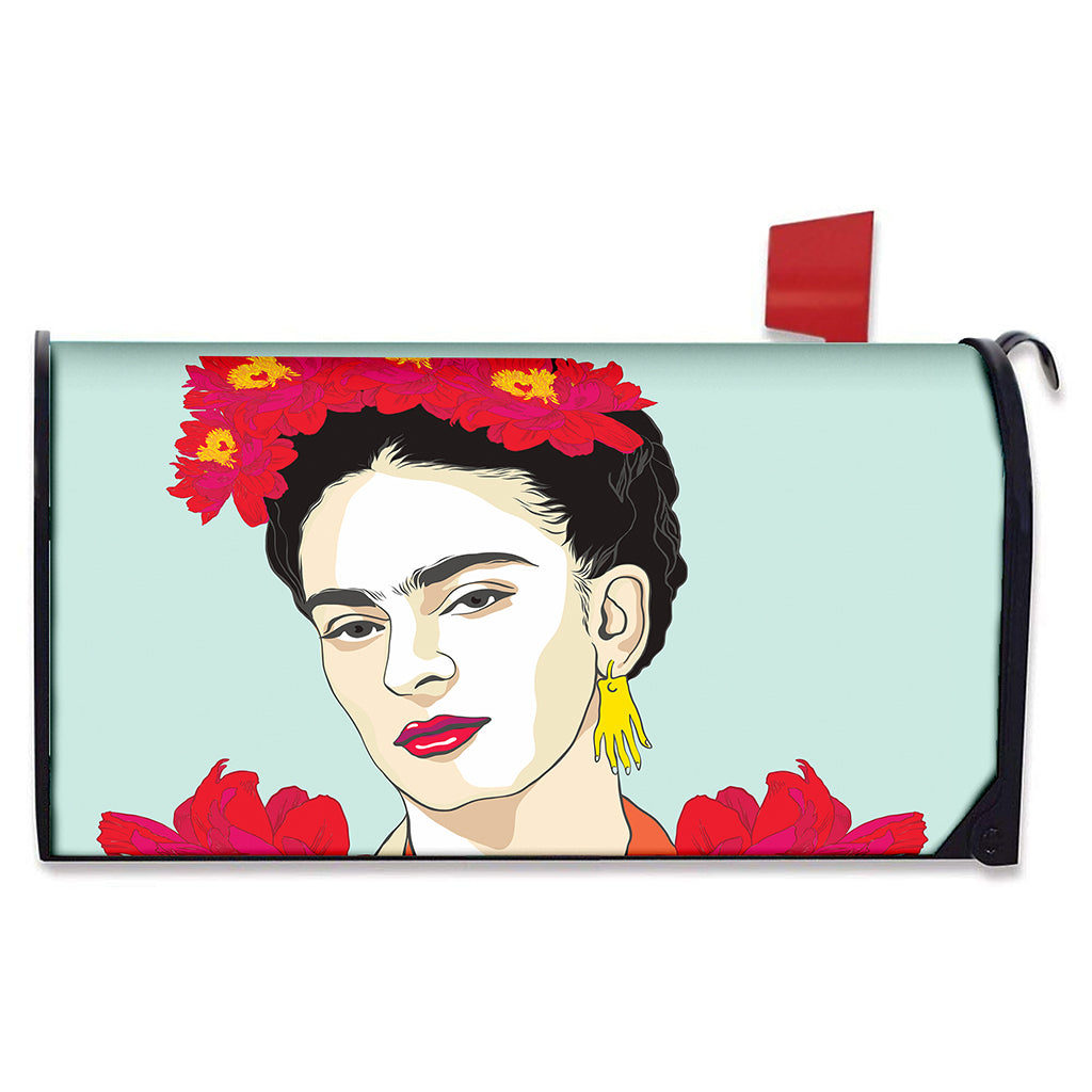 Frida Kahlo And Floral Print Mailbox Cover