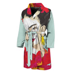 Frida Kahlo And Floral Print Men's Bathrobe