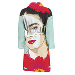Frida Kahlo And Floral Print Men's Bathrobe