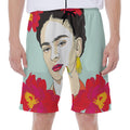 Frida Kahlo And Floral Print Men's Beach Shorts