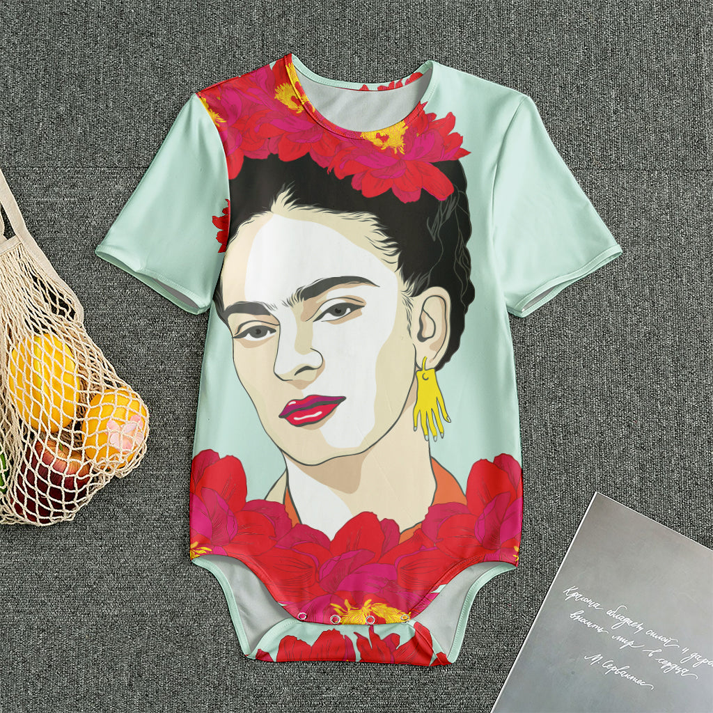 Frida Kahlo And Floral Print Men's Bodysuit