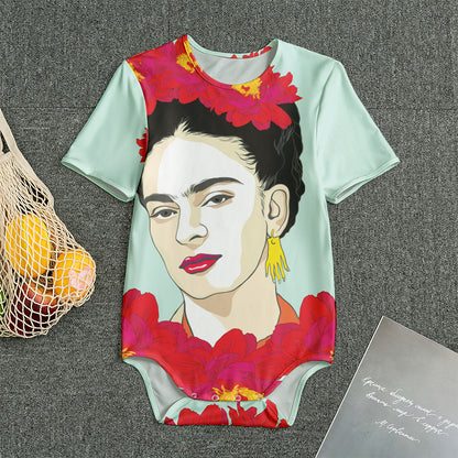 Frida Kahlo And Floral Print Men's Bodysuit