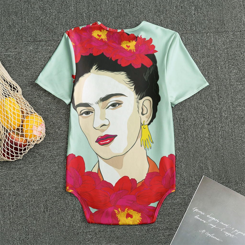 Frida Kahlo And Floral Print Men's Bodysuit