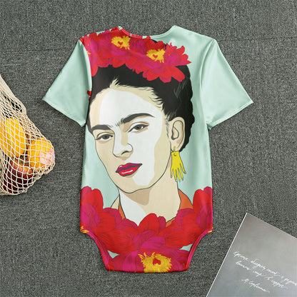 Frida Kahlo And Floral Print Men's Bodysuit