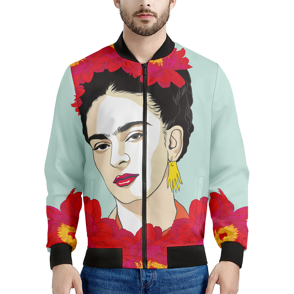 Frida Kahlo And Floral Print Men's Bomber Jacket