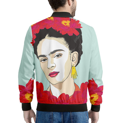Frida Kahlo And Floral Print Men's Bomber Jacket
