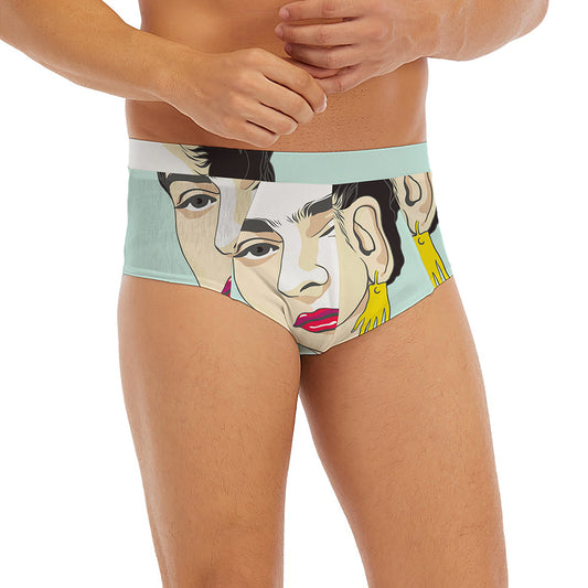 Frida Kahlo And Floral Print Men's Briefs