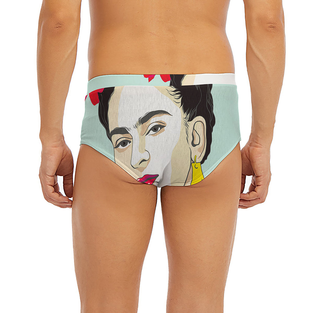 Frida Kahlo And Floral Print Men's Briefs
