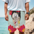 Frida Kahlo And Floral Print Men's Cargo Shorts