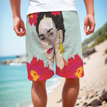 Frida Kahlo And Floral Print Men's Cargo Shorts