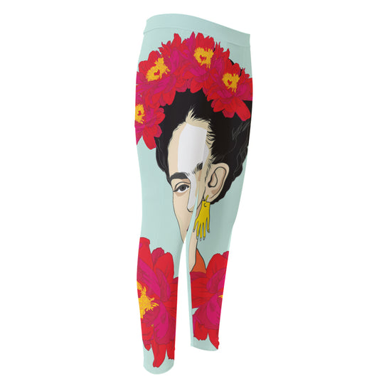 Frida Kahlo And Floral Print Men's Compression Pants