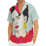 Frida Kahlo And Floral Print Men's Deep V-Neck Shirt