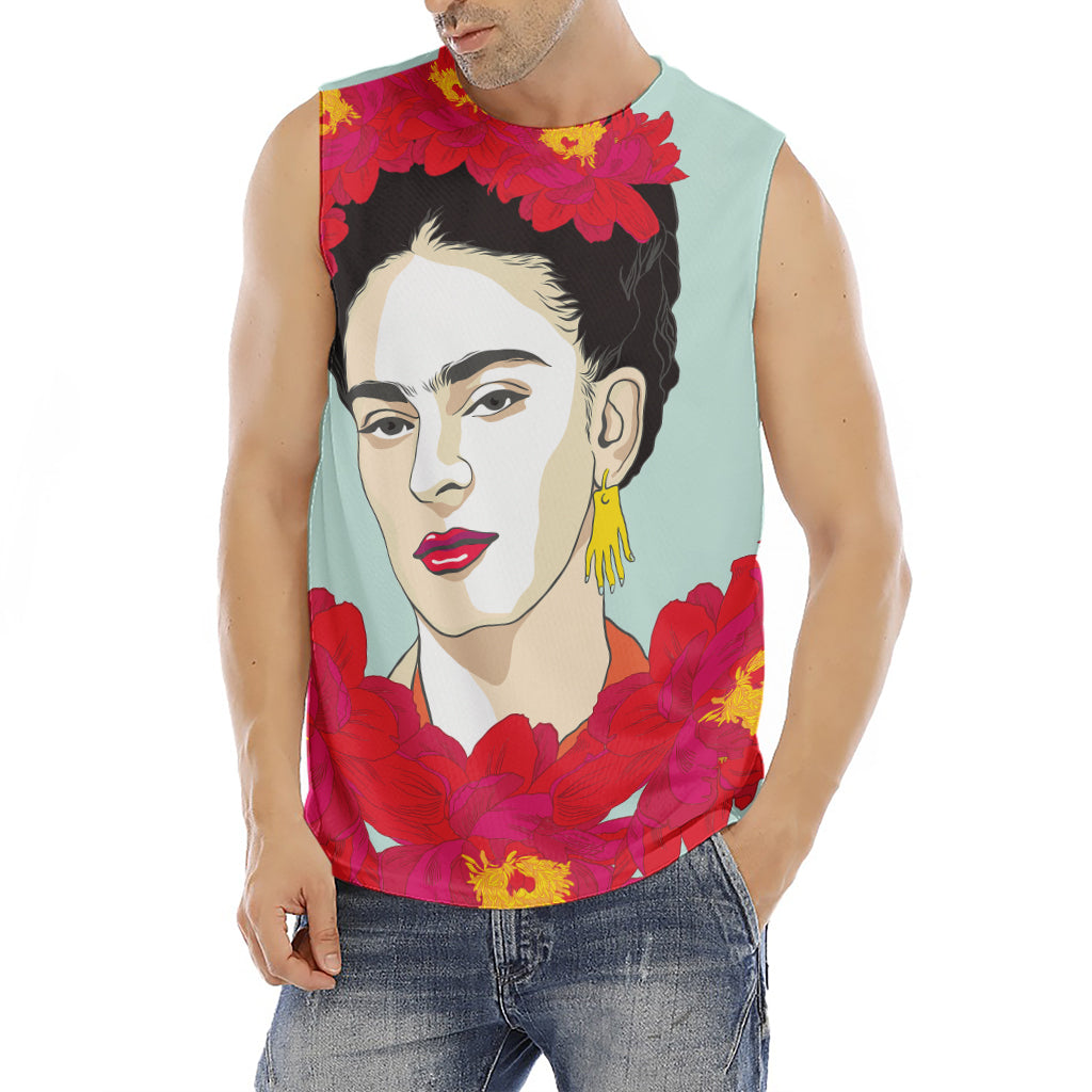 Frida Kahlo And Floral Print Men's Fitness Tank Top