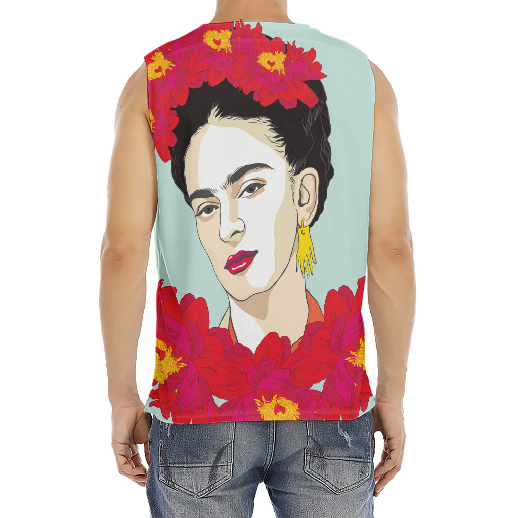 Frida Kahlo And Floral Print Men's Fitness Tank Top