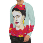 Frida Kahlo And Floral Print Men's Long Sleeve Rash Guard