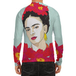 Frida Kahlo And Floral Print Men's Long Sleeve Rash Guard