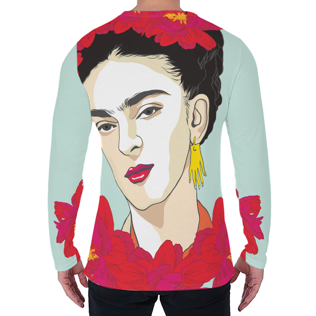 Frida Kahlo And Floral Print Men's Long Sleeve T-Shirt