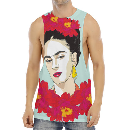 Frida Kahlo And Floral Print Men's Muscle Tank Top