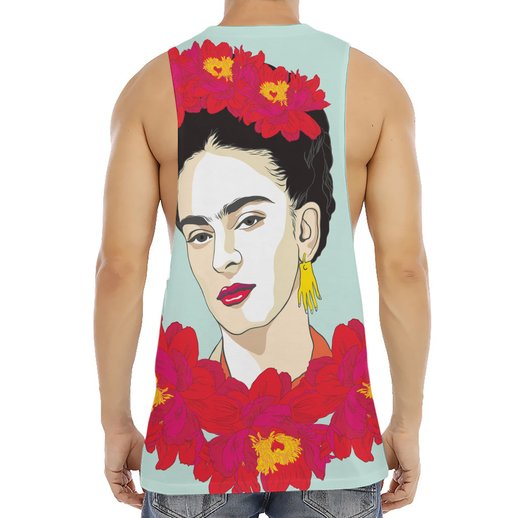 Frida Kahlo And Floral Print Men's Muscle Tank Top