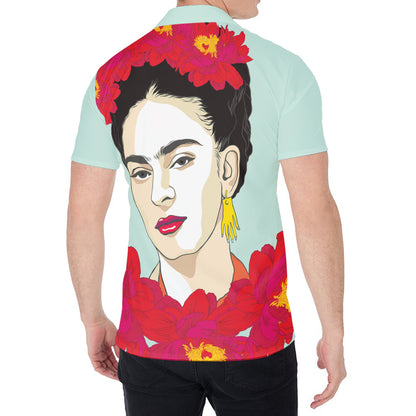 Frida Kahlo And Floral Print Men's Shirt