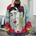 Frida Kahlo And Floral Print Men's Shirt Jacket