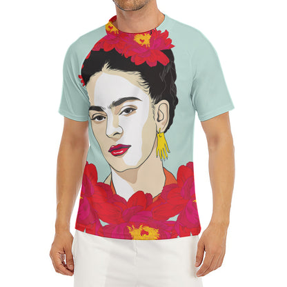 Frida Kahlo And Floral Print Men's Short Sleeve Rash Guard