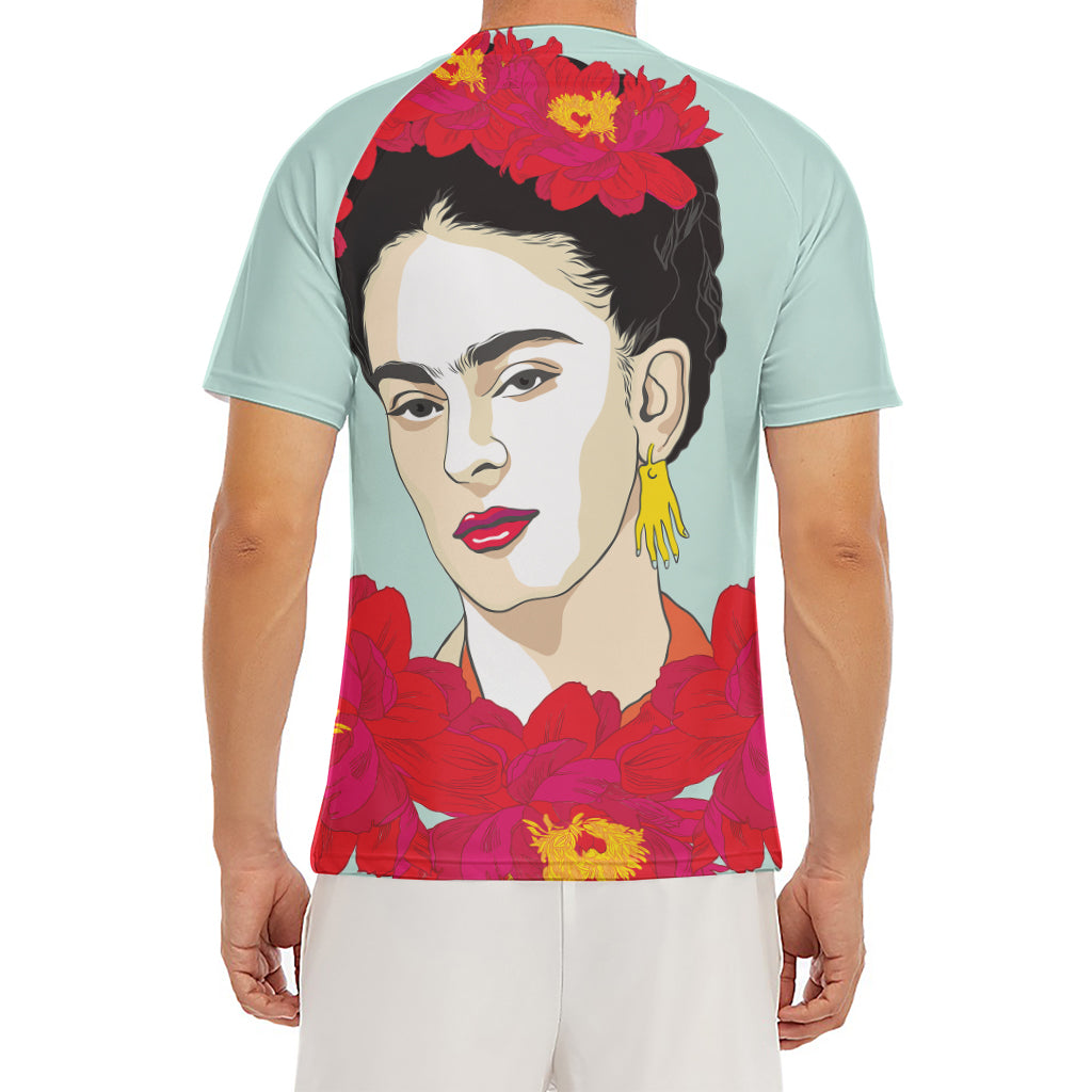 Frida Kahlo And Floral Print Men's Short Sleeve Rash Guard