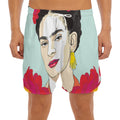 Frida Kahlo And Floral Print Men's Split Running Shorts