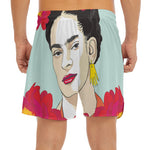 Frida Kahlo And Floral Print Men's Split Running Shorts