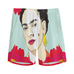 Frida Kahlo And Floral Print Men's Sports Shorts