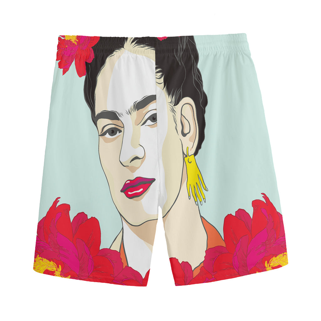 Frida Kahlo And Floral Print Men's Sports Shorts
