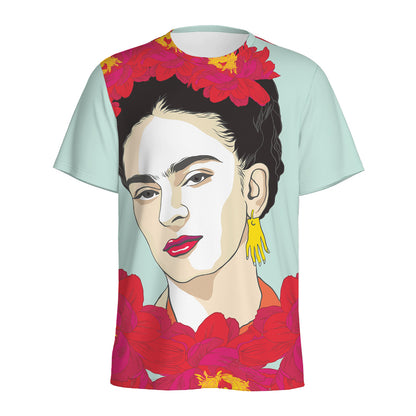 Frida Kahlo And Floral Print Men's Sports T-Shirt