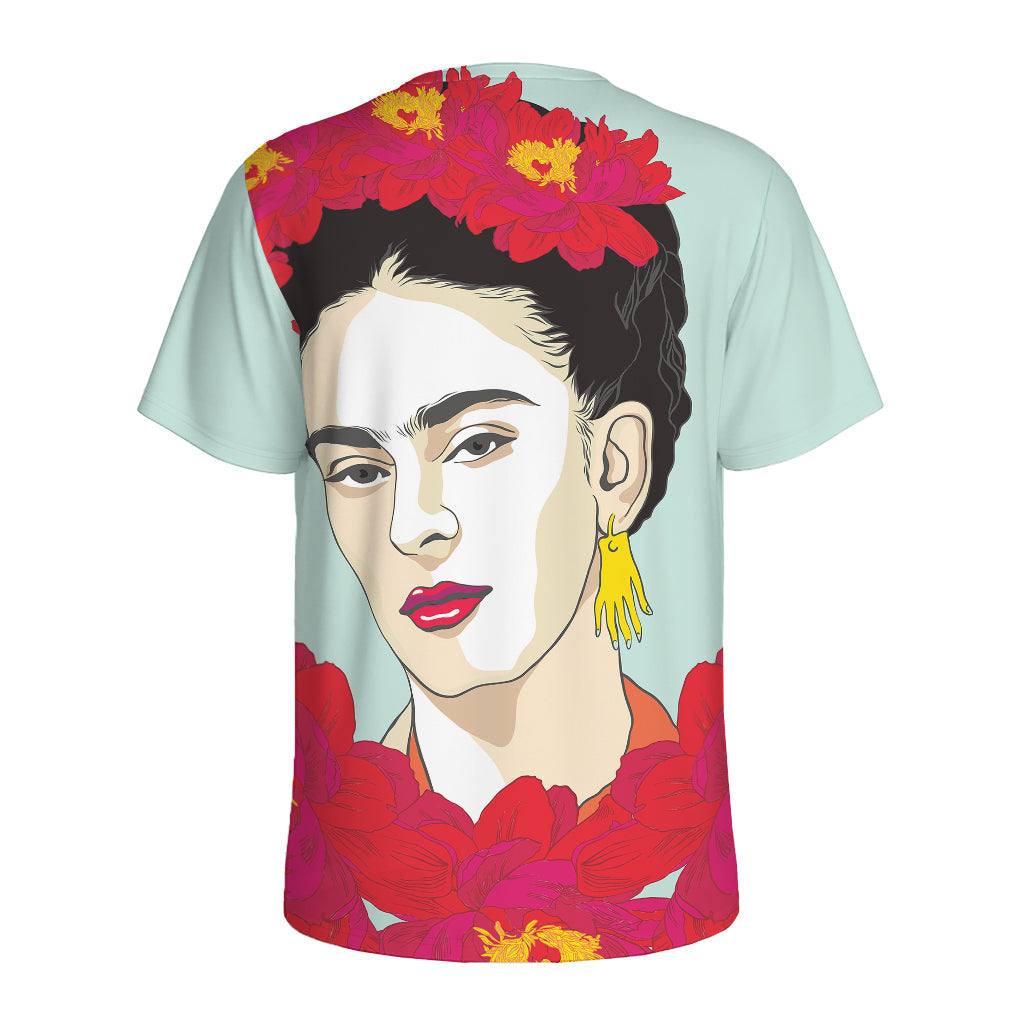 Frida Kahlo And Floral Print Men's Sports T-Shirt