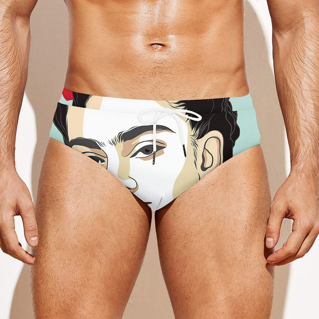 Frida Kahlo And Floral Print Men's Swim Briefs