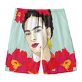 Frida Kahlo And Floral Print Men's Swim Trunks