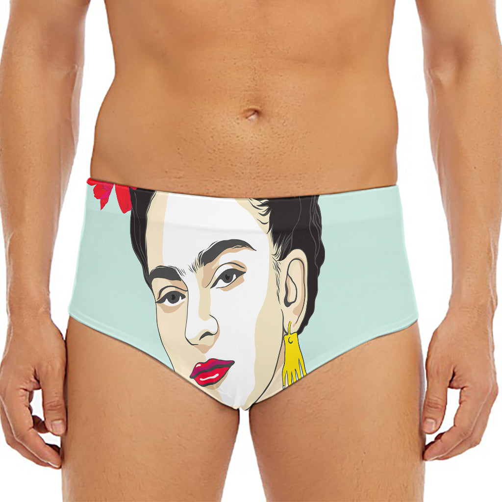 Frida Kahlo And Floral Print Men's Triangle Swim Briefs