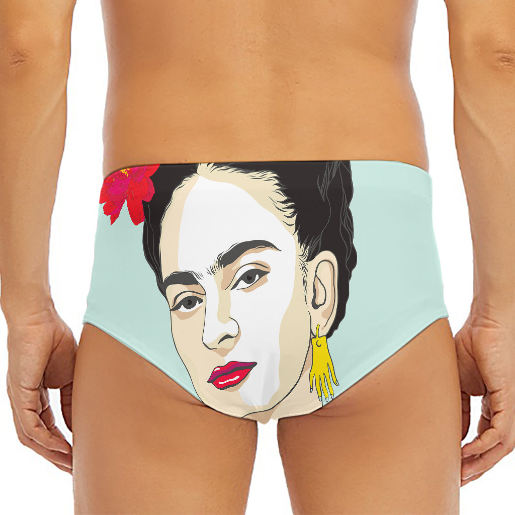 Frida Kahlo And Floral Print Men's Triangle Swim Briefs