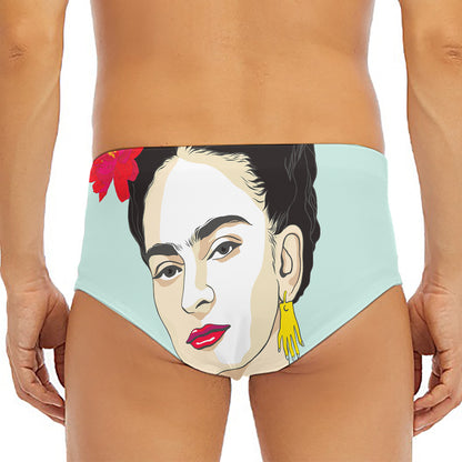 Frida Kahlo And Floral Print Men's Triangle Swim Briefs