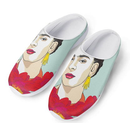 Frida Kahlo And Floral Print Mesh Casual Shoes